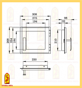 Печная дверца ДП308-1С