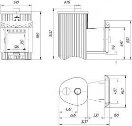 Дровяная печь Ферингер Макси ПС, мрамор Окаменевшее дерево (наборный), до 30 м&sup3;