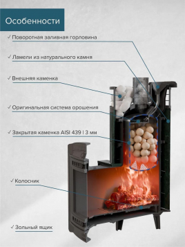 Печь банная Атмосфера XL в ламелях 