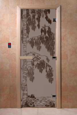 Стеклянная дверь DoorWood Береза черный жемчуг матовая 80х200, коробка ольха