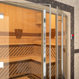 Дверь для сауны DoorWood Престиж Двойная 133х190, стекло бронза, коробка ольха