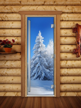 Дверь для сауны DoorWood Престиж А079 с фотопечатью, 70х190, коробка ольха