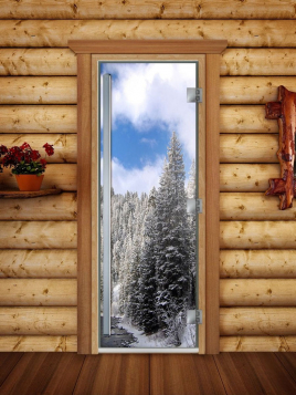 Дверь для сауны DoorWood Престиж А095 с фотопечатью, 70х190, коробка ольха