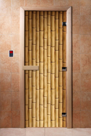 Стеклянные двери DoorWood с фотопечатью А019, коробка ольха