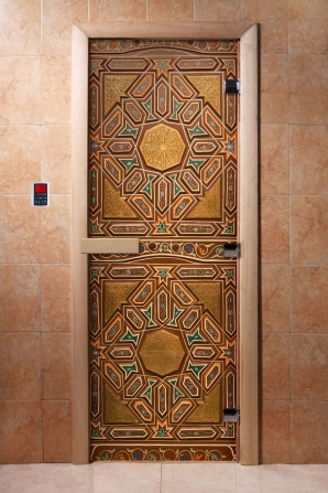 Стеклянные двери DoorWood с фотопечатью А022, коробка ольха